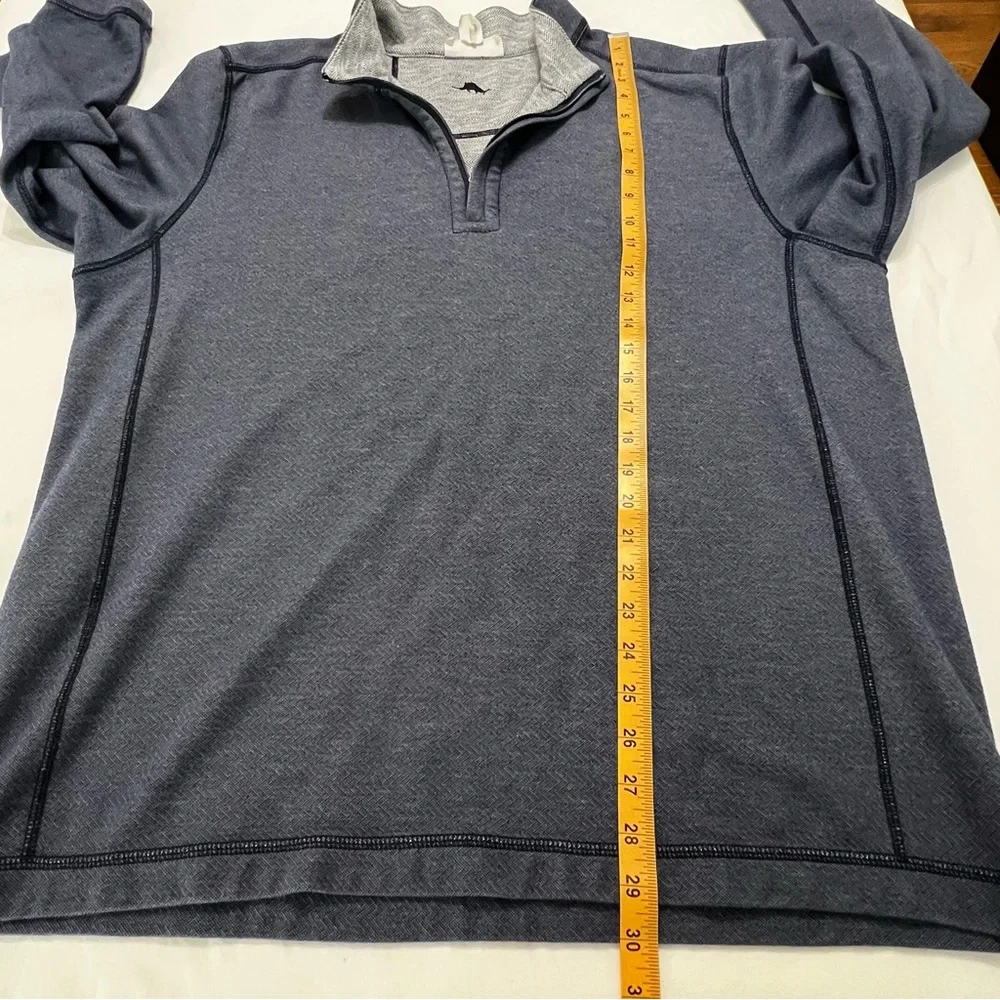 Tommy Bahama Switch It Up Reversible Quarter Zip Pullover XL Blue & White